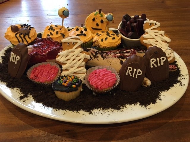 halloween treats on a serving plate