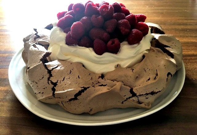 Chocolate Pav Chocolate and Raspberry Pavlova