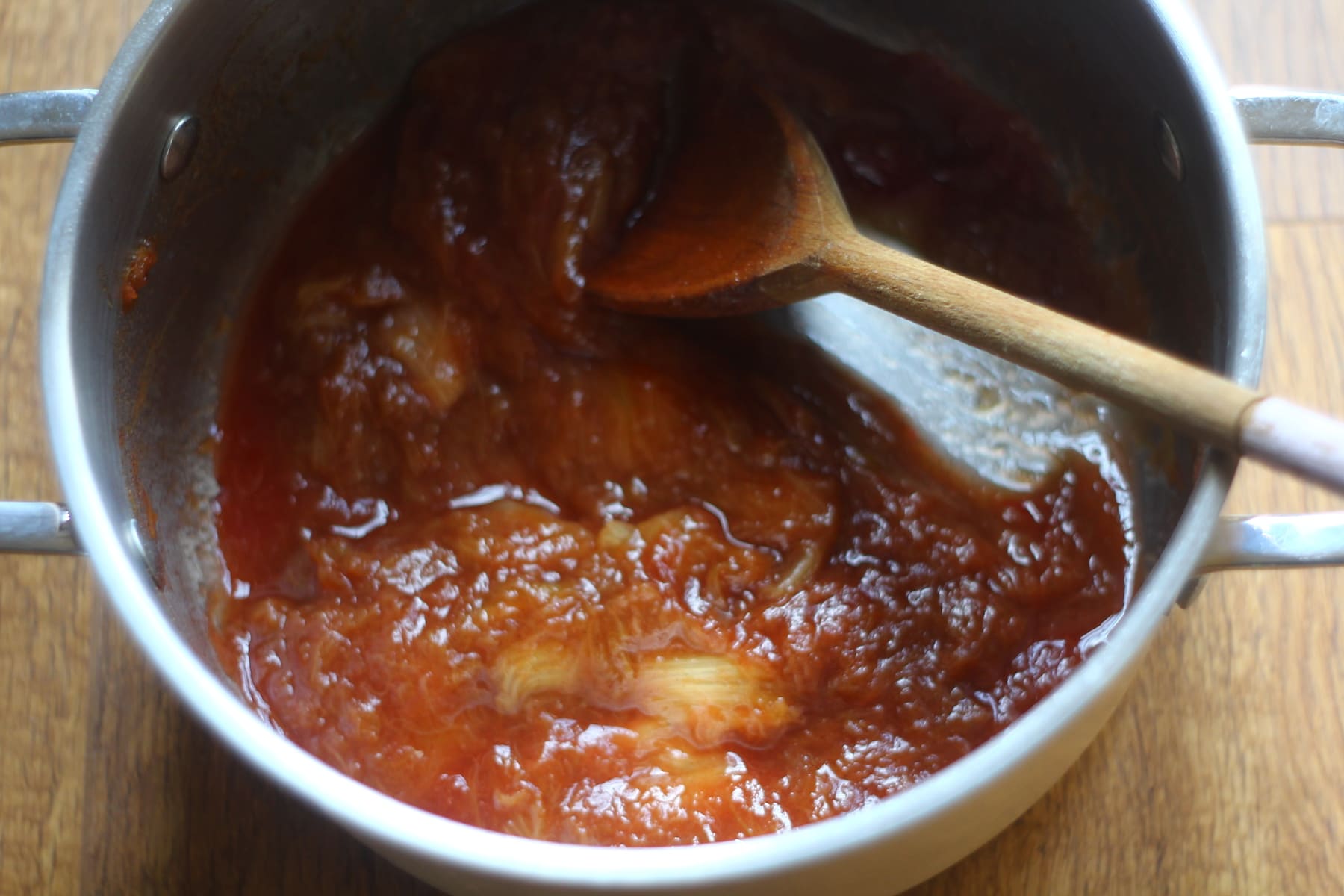 Rhubarb stewed Rhubarb stewed in the saucepan
