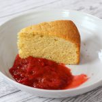 Delicious Madeira Cake and Strawberry and Rhubarb Compote.