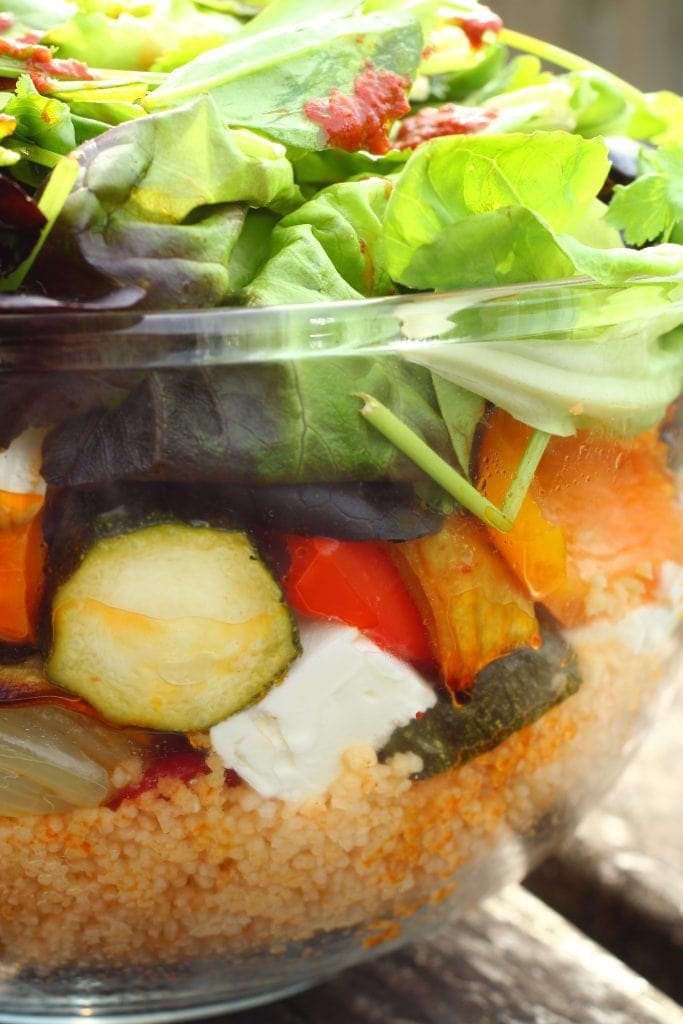 moroccan salad in a glass bowl