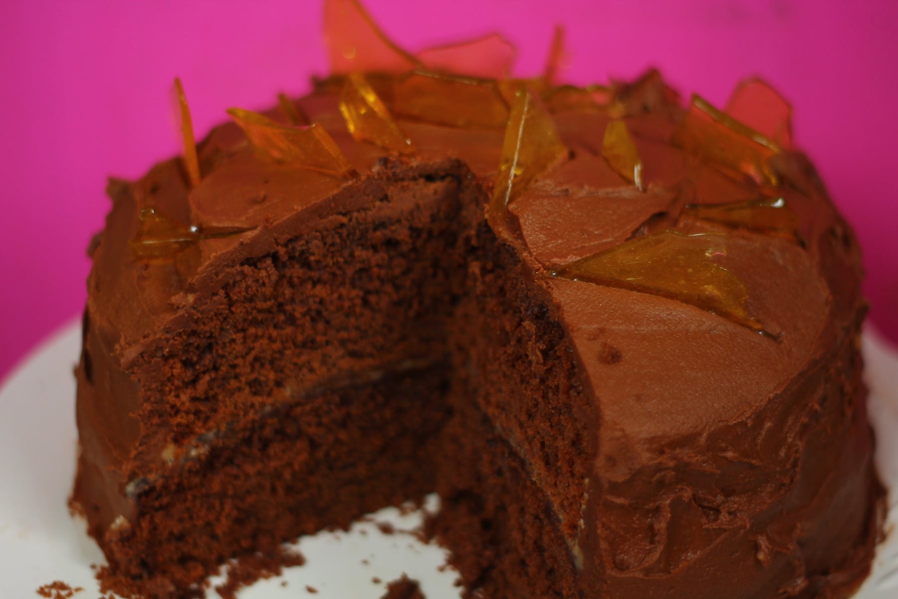 A Wonderfully Chocolatey Chocolate Cake with a generous layer of Caramel betwixt and between.