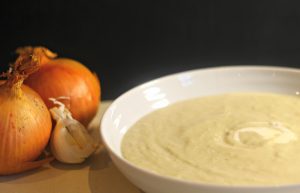 Baked Onion and Garlic Cream Soup.