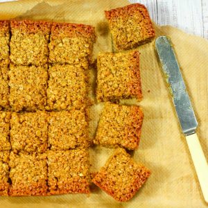 best flapjacks cut into squares with a knife to the side