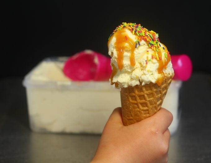 no churn vanilla icecream in a cone