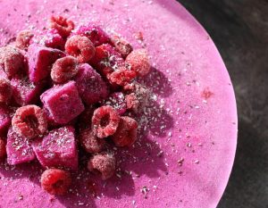 Raw Dragonfruit raspberry cheesecake