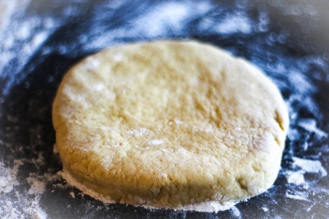 shortcake dough on a work surface