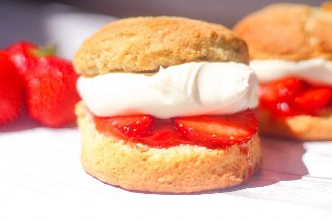 strawberry shortcake with cream and strawberries