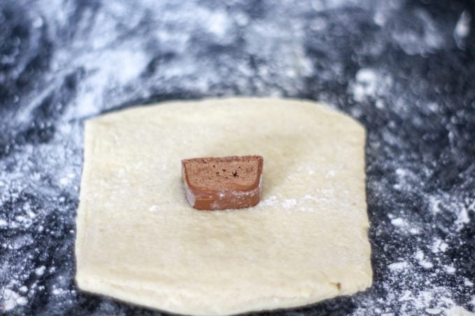 Pain au Chocolat Dough Square Dough square ready for the Chocolate before folding over