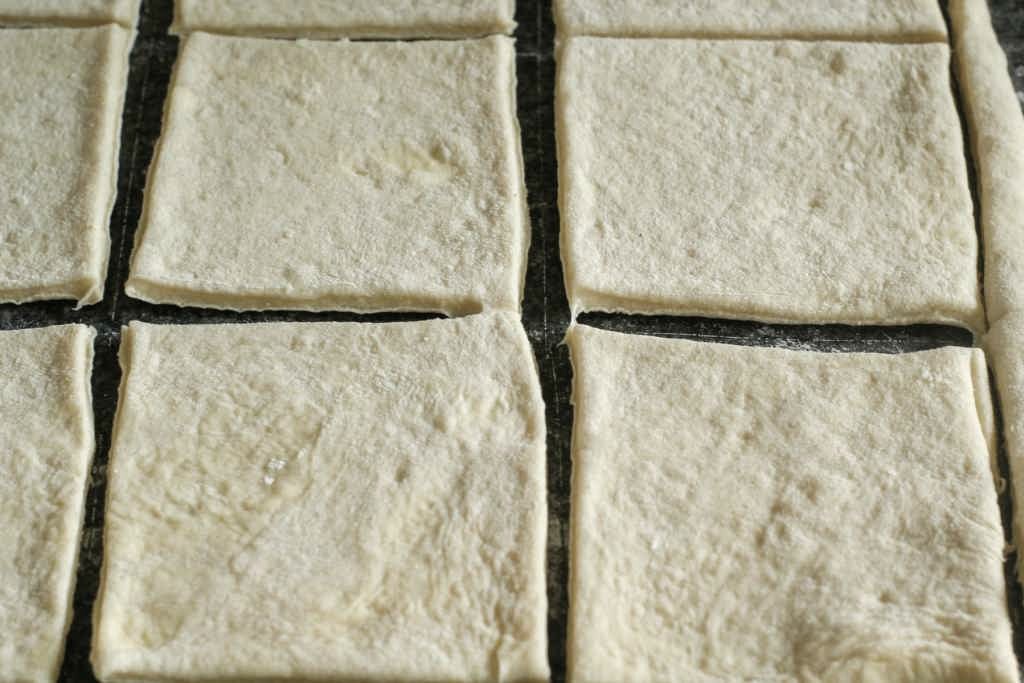 pain au chocolat squares on a worksurface