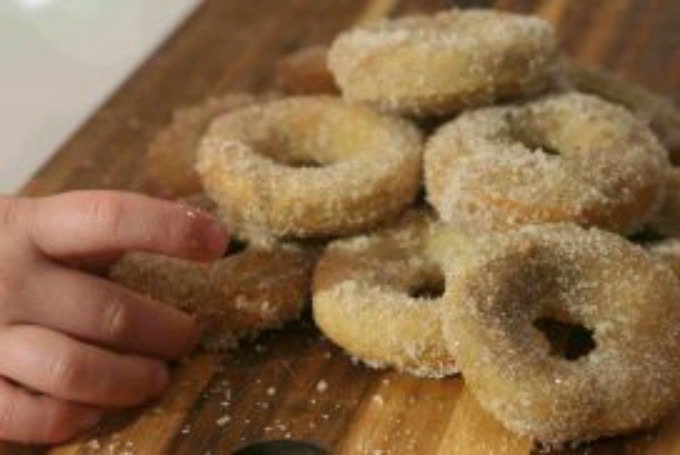 baked apple ringed doughnuts rolled in sugar
