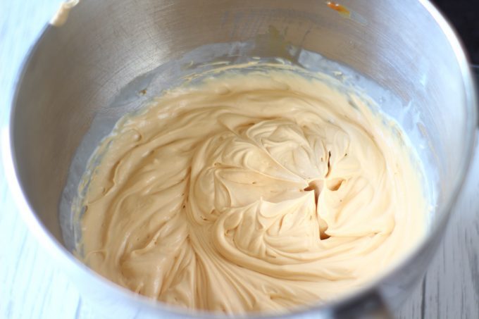 caramel cheesecake filling Caramel Cheesecake Filling in a large bowl