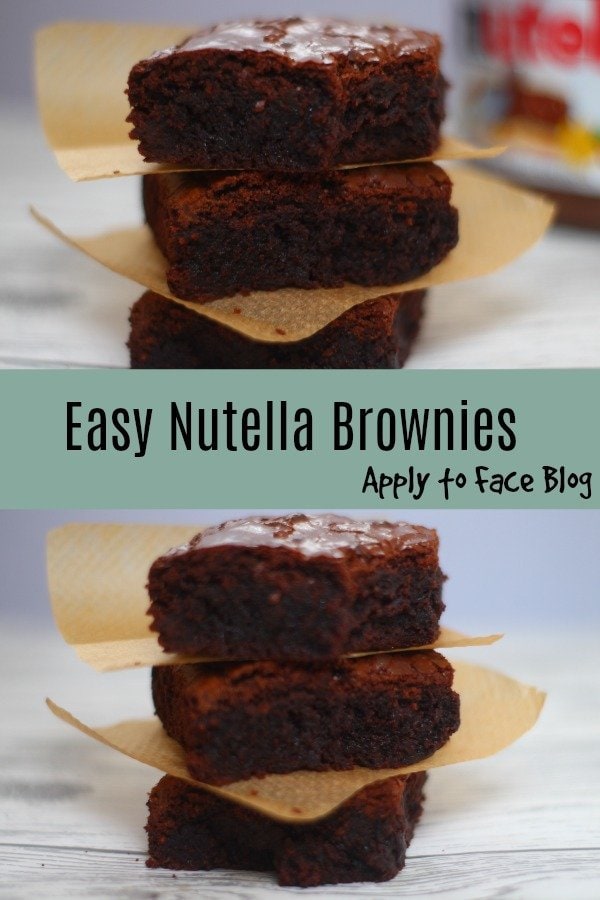 pin for nutella brownies stack of three