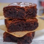 3 nutella brownies stacked on top of each other