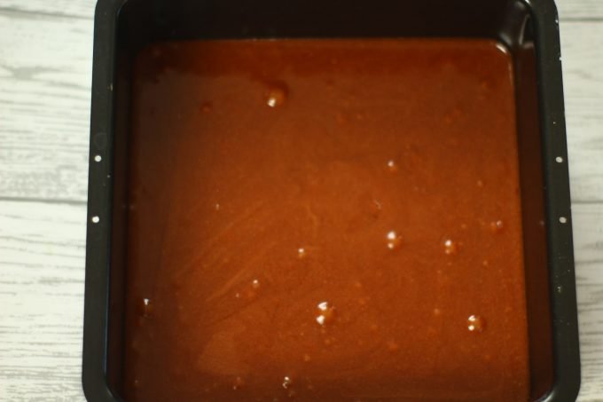 nutella brownie batter nutella brownie batter in a baking tin
