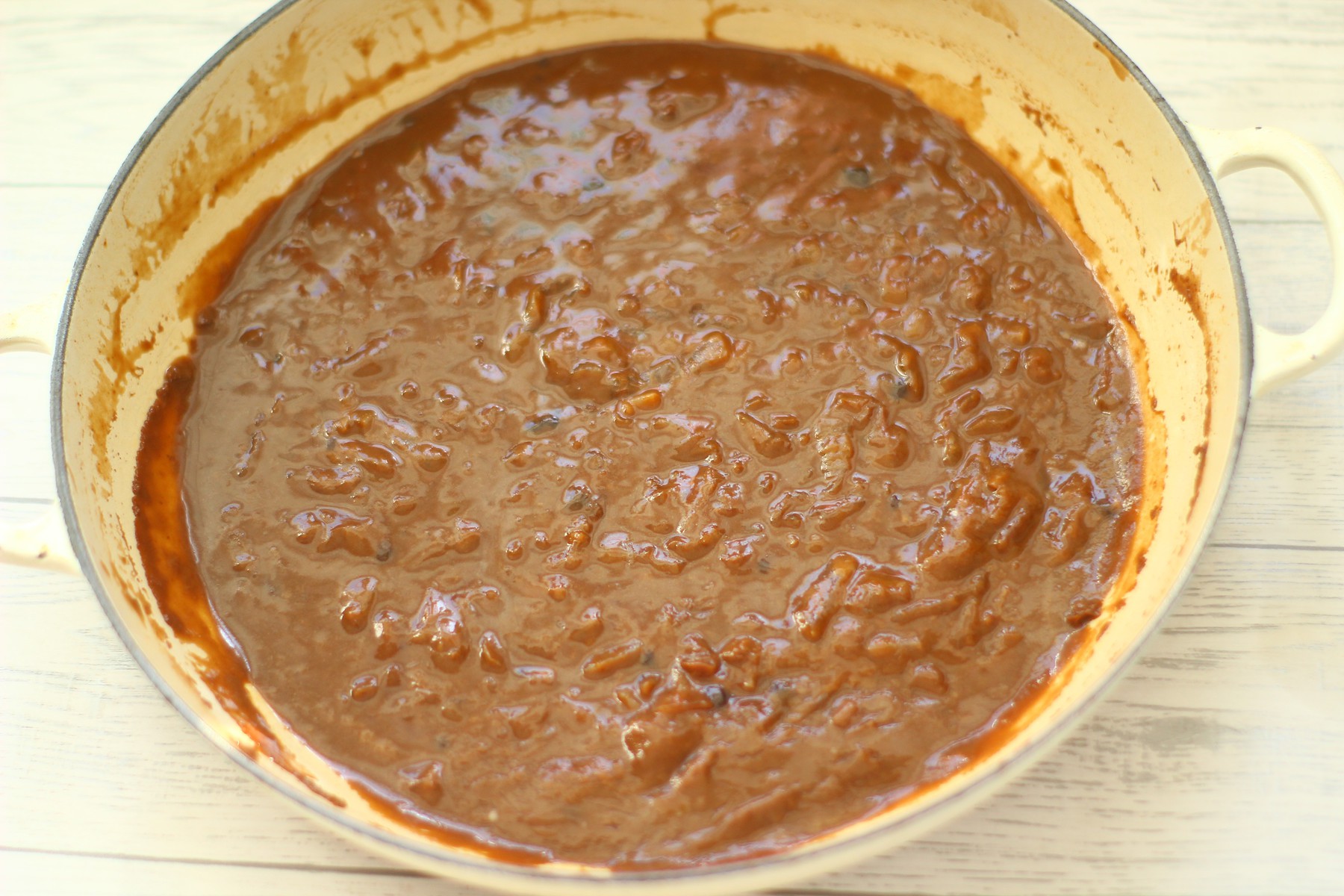 onion gravy in a frying pan