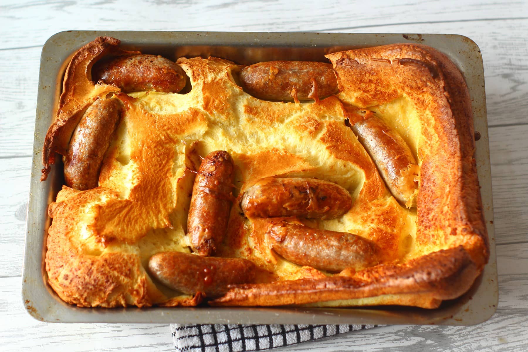 toad in the hole in a large baking tray
