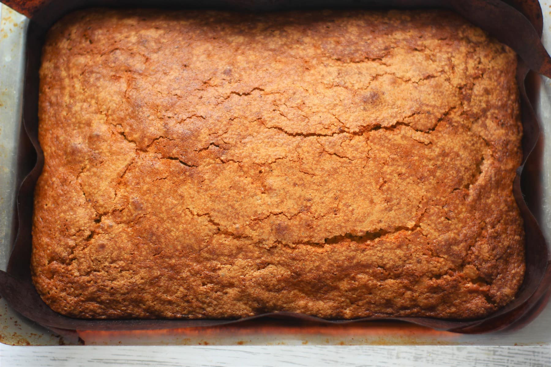 Baked Carrot Cake in the baking tin