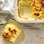 dauphinoise potatoes square on a plate