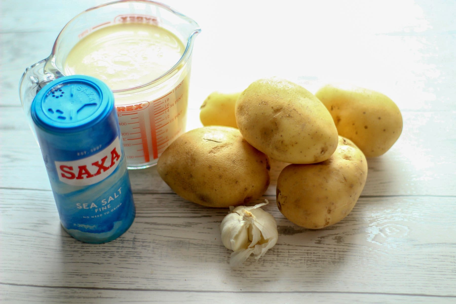 potatoes, cream, milk, garlic, salt