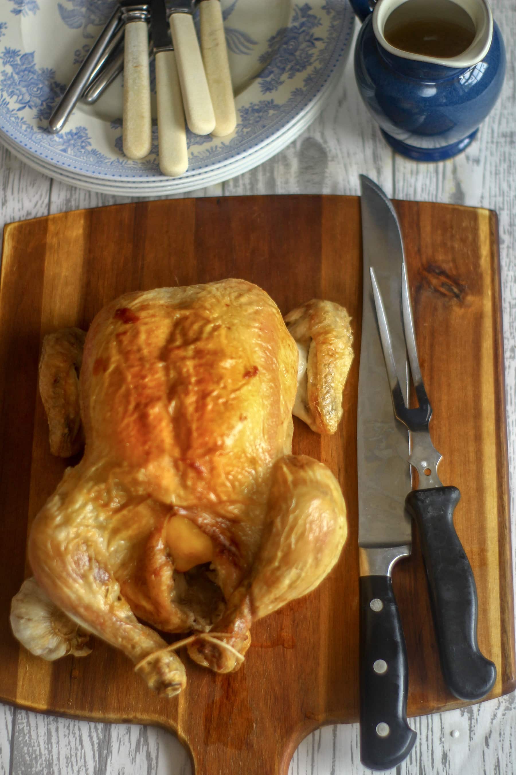 Garlic Lemon Roast Chicken ready to serve