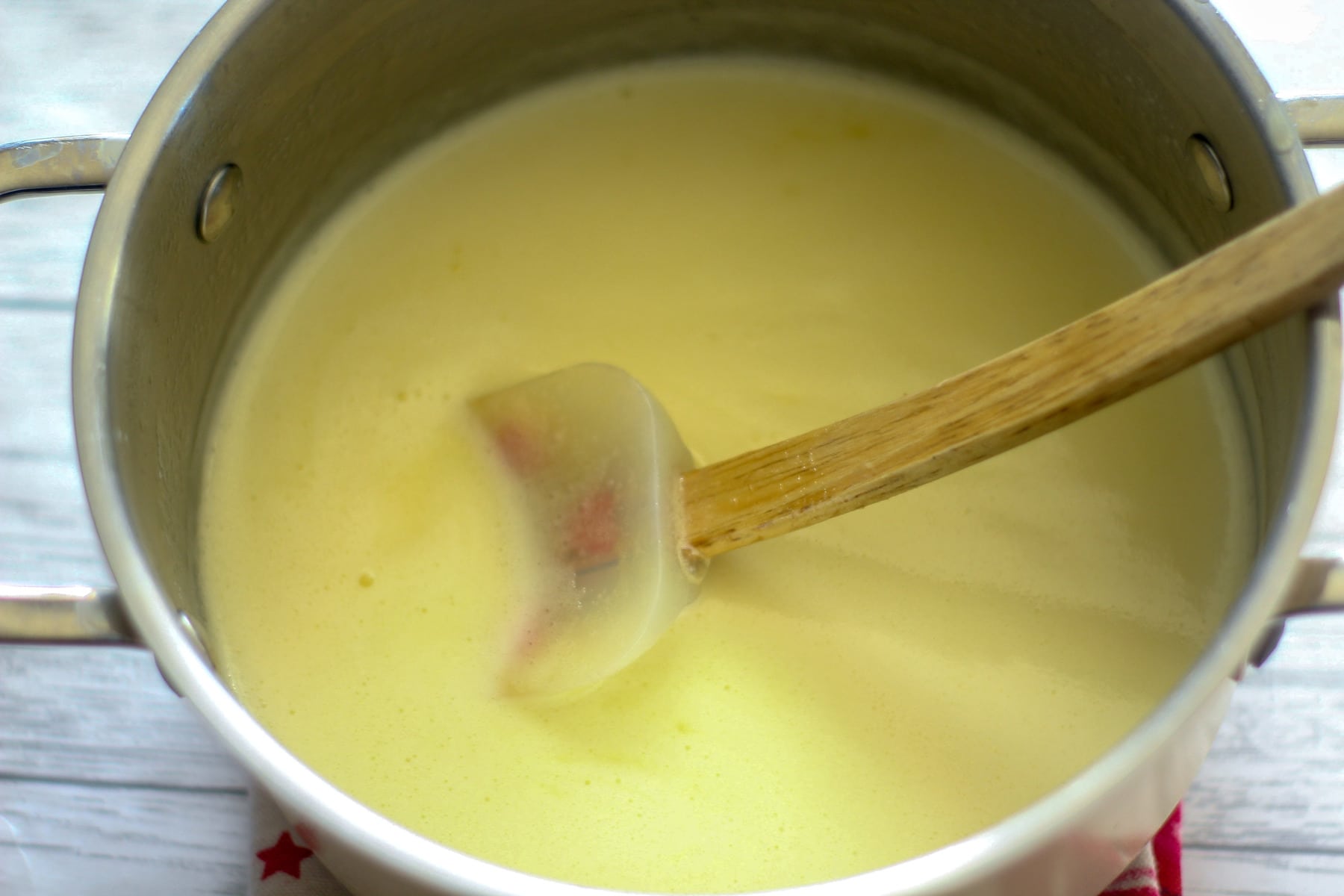 lemon cream in a saucepan