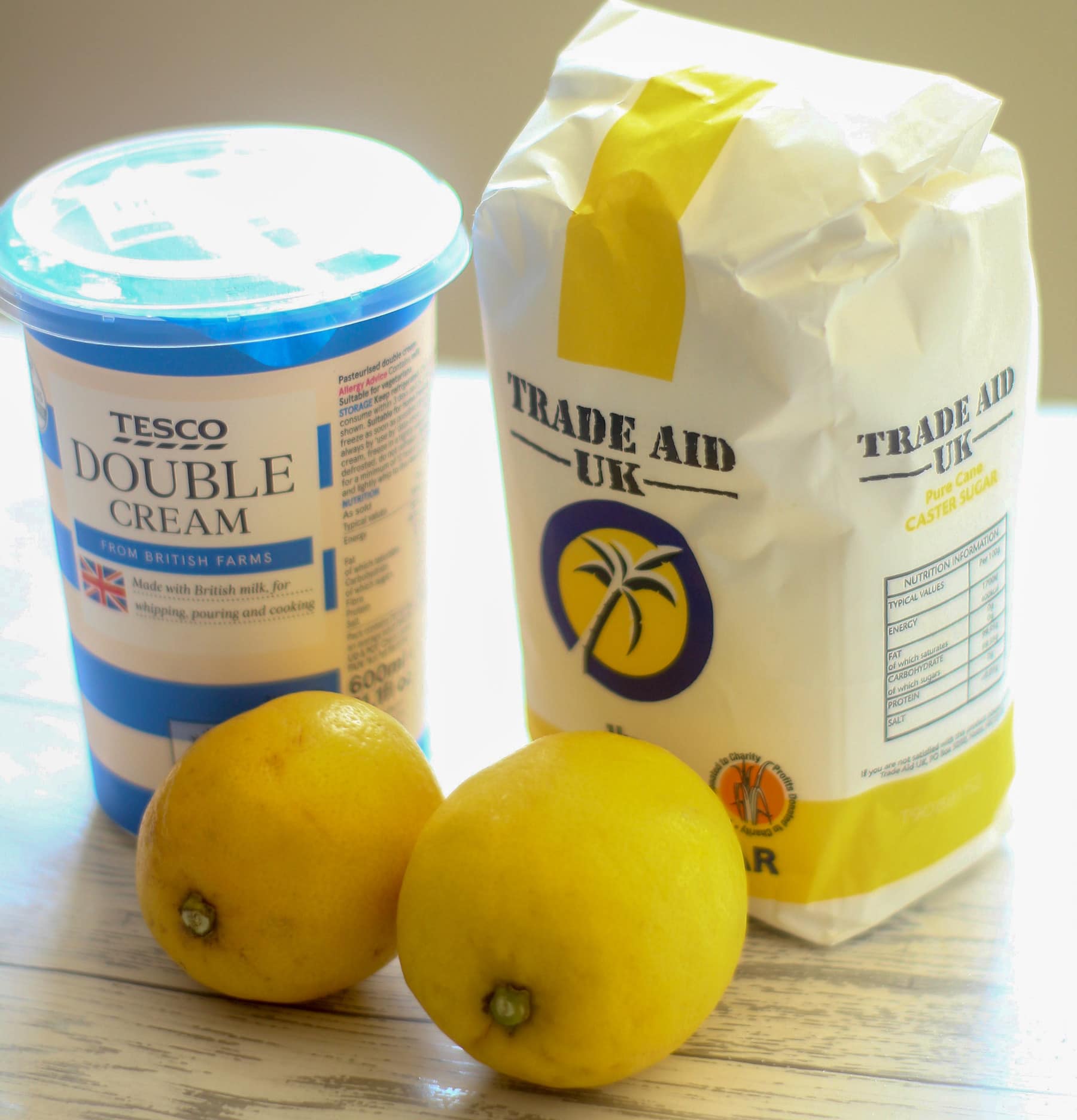 sugar, cream, lemons