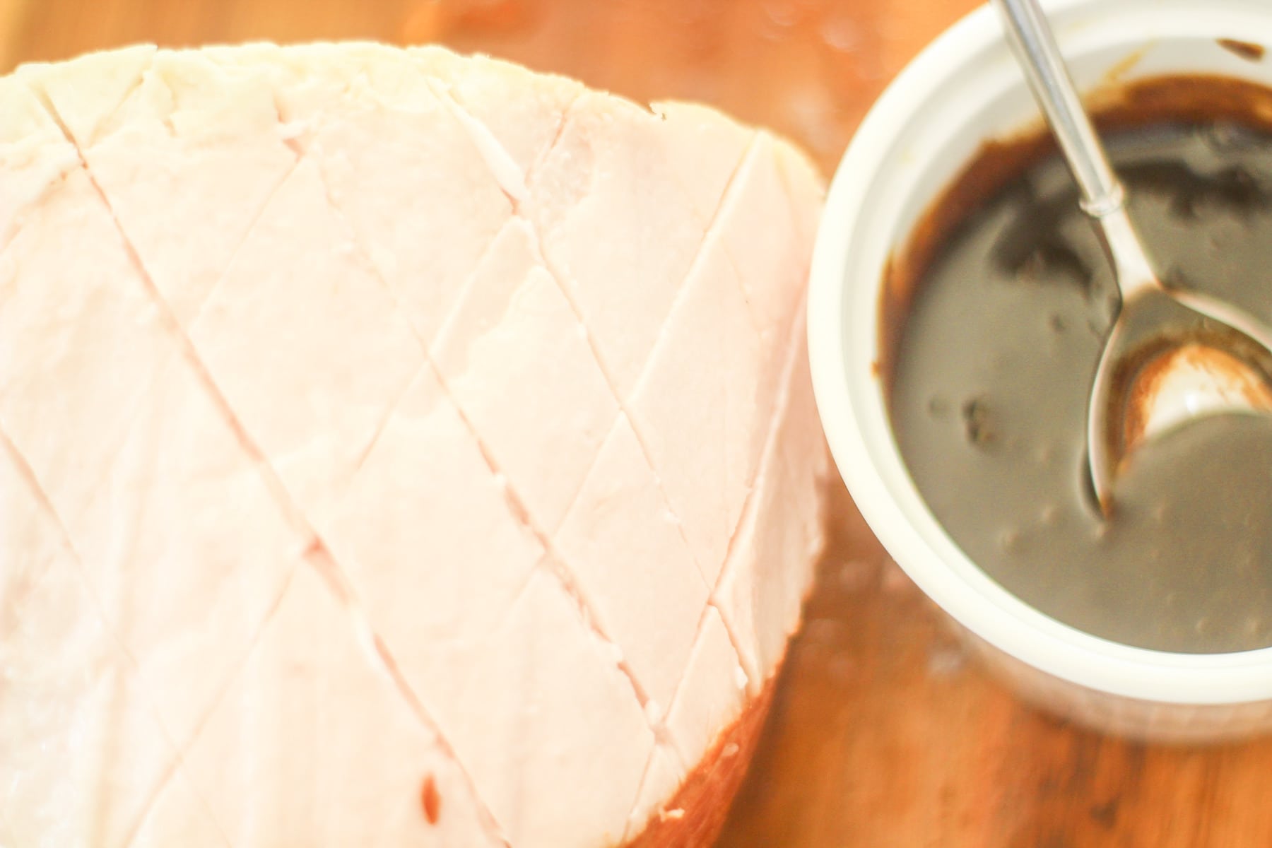 scored gammon ready for the glaze
