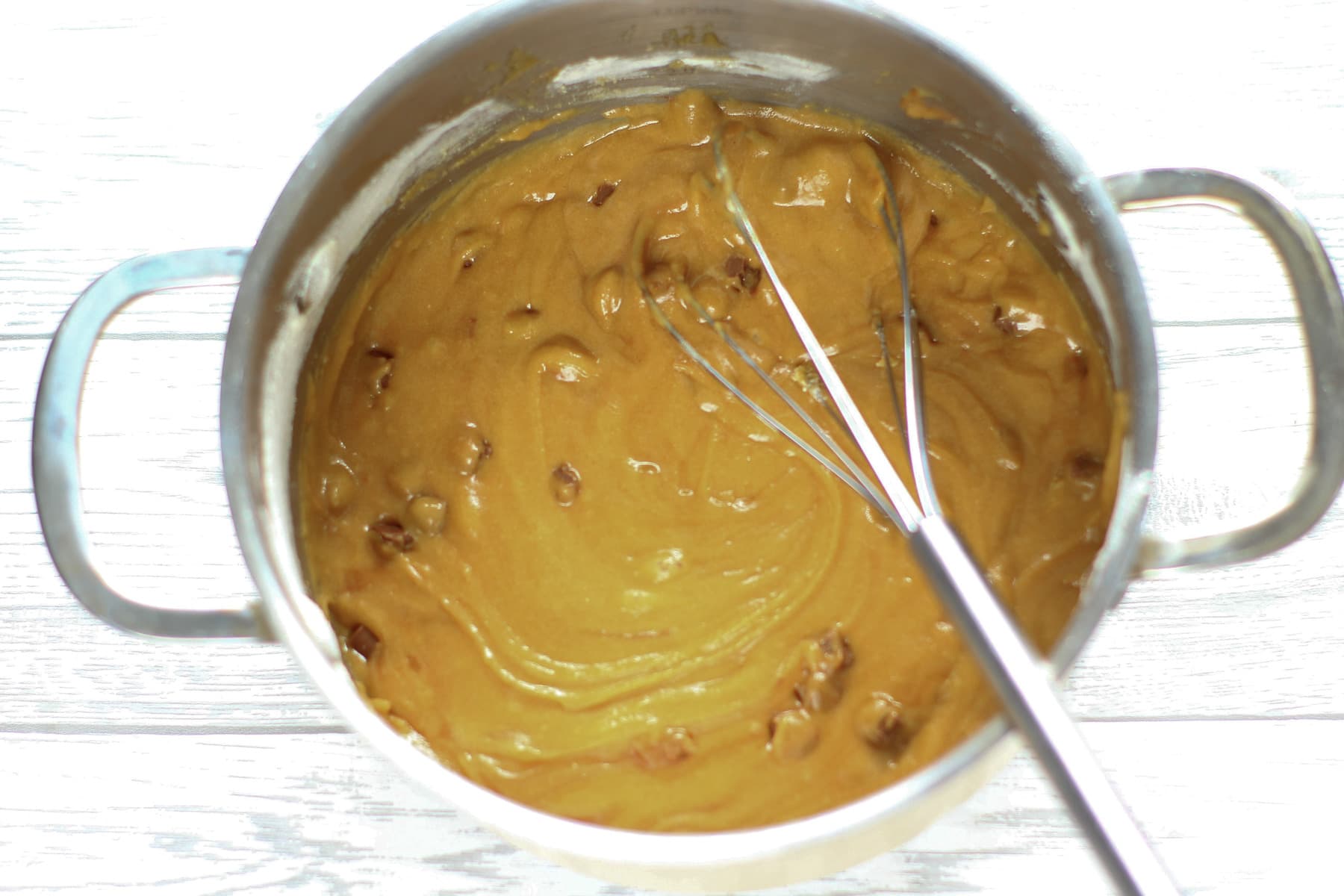 Blondie batter in a saucepan