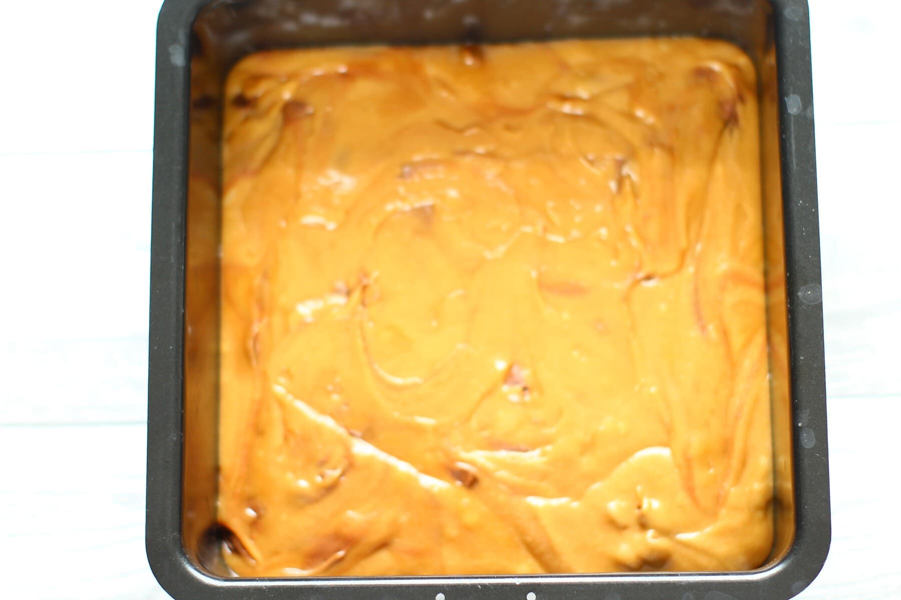blondie batter in baking tray