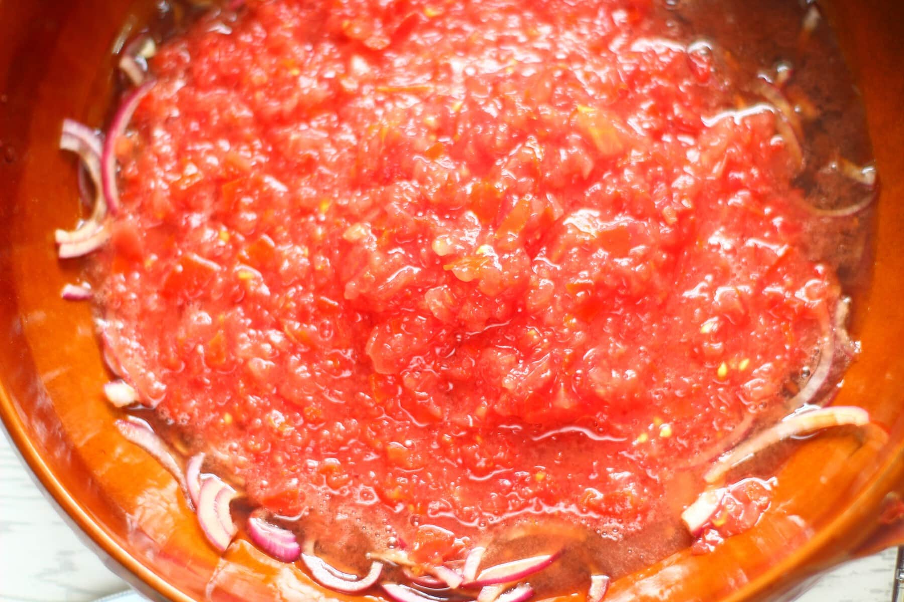 chopped tomatoes, onion and garlic