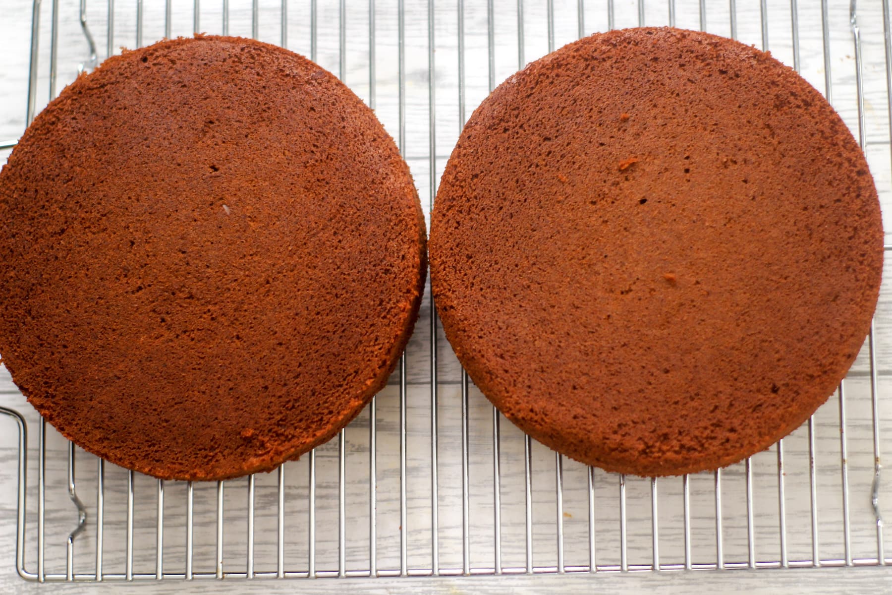 chocolate sponges on a wire rack