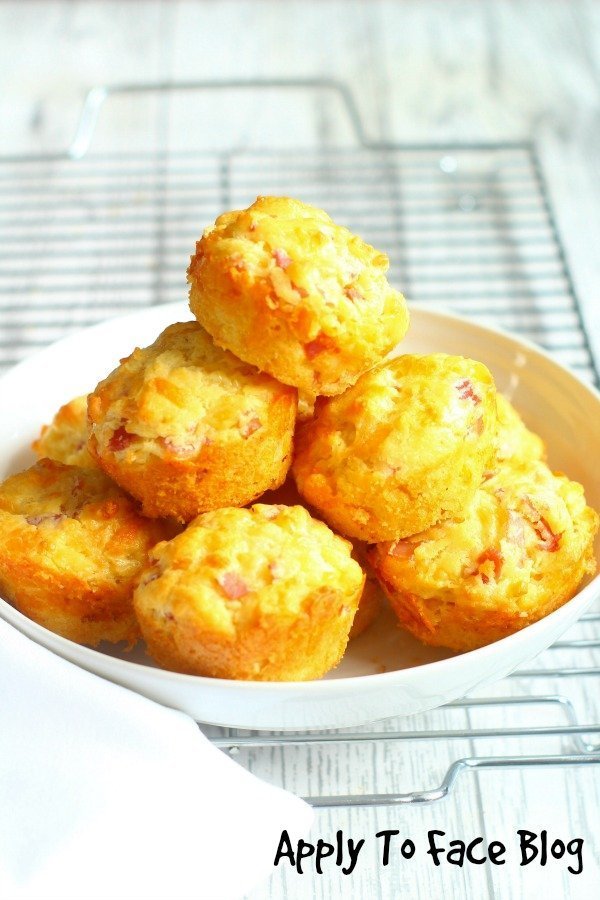 savoury muffins piled up high in a serving bowl