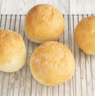 bread rolls on a wire rack