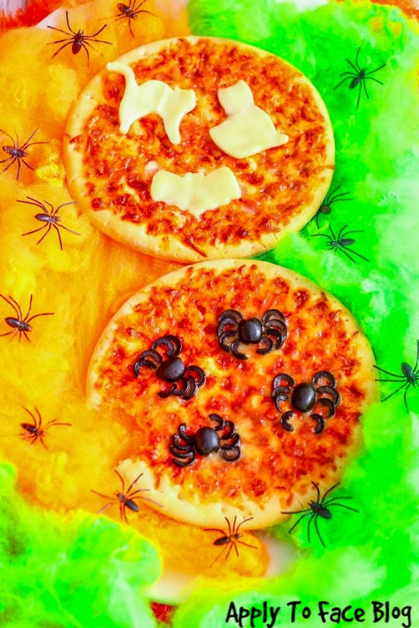 halloween pizzas with olive spiders and cheese halloween characters