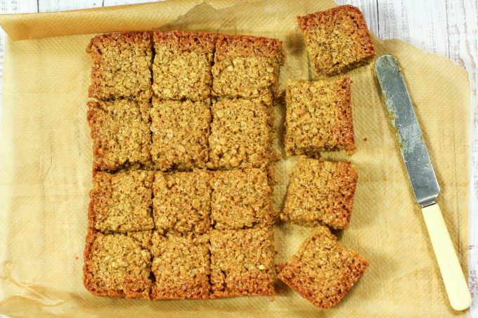 best baked flapjacks cut into squares with a knife