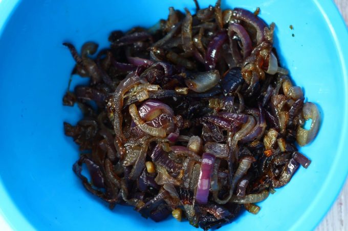 caramelised red onions in a bowl