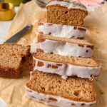 easy apple loaf cake on baking paper
